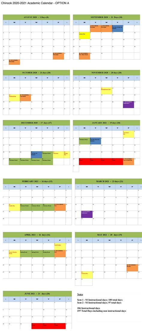 chinook school division school calendar